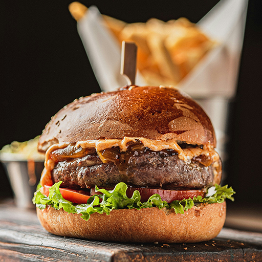 Gourmet double smash burger with melting cheese
