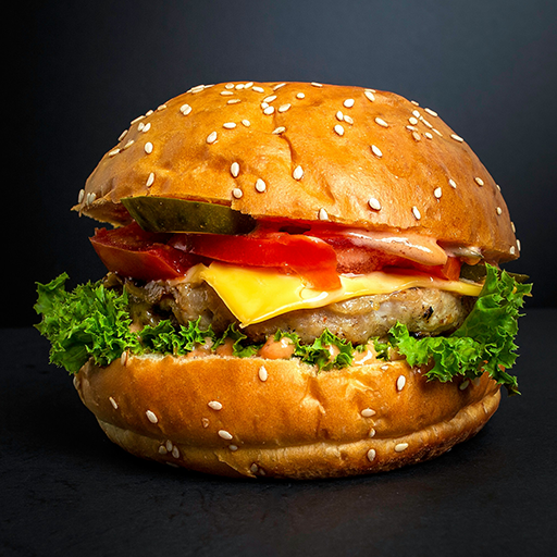 Classic smash burger with pickles and onions