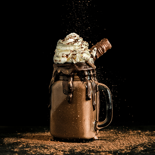 Chocolate milkshake with toppings