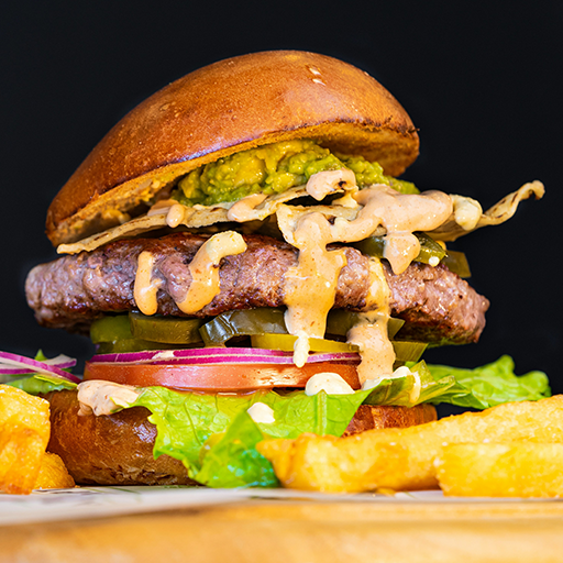 Inside a modern burger joint